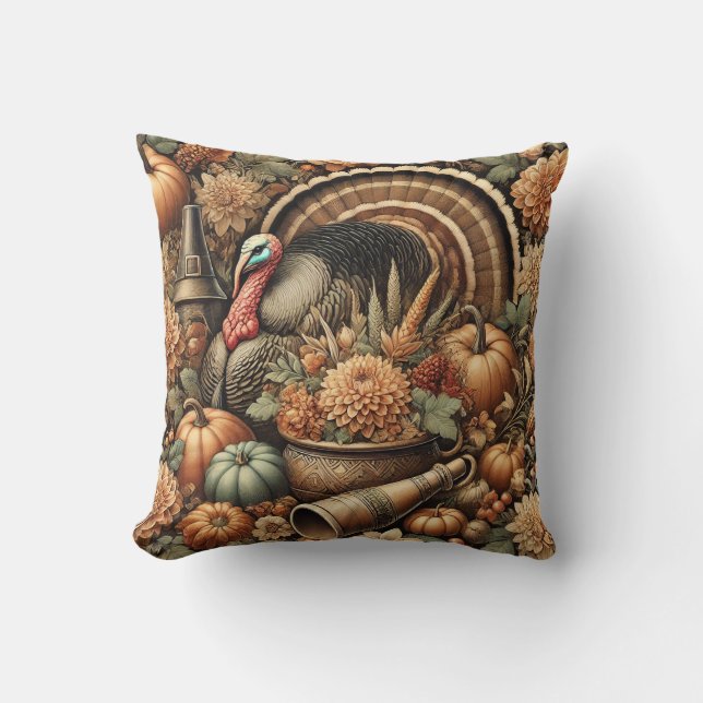 Fall Autumn Farmhouse Season Turkey Thanksgiving  Cushion (Front)
