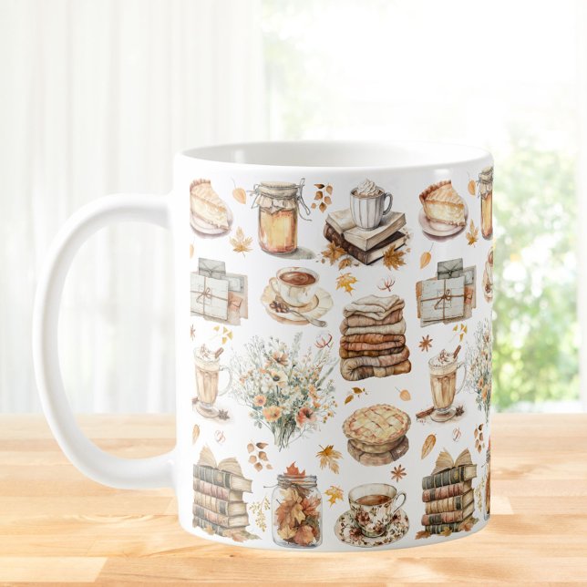 Fall Autumn Favourite Essential Aesthetic Pattern Coffee Mug (In situ)