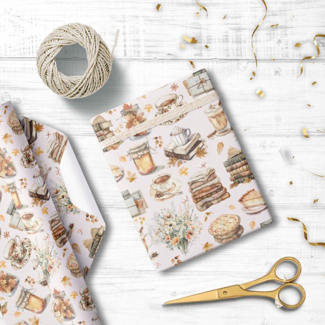 Fall Autumn Favourite Essential Aesthetic Pattern Wrapping Paper (In situ)
