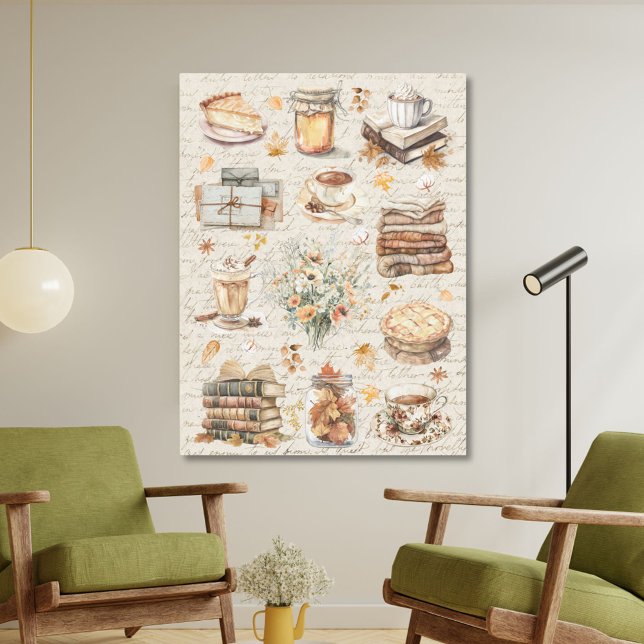 Fall Autumn Favourites Essentials Aesthetic Canvas Print (In situ)