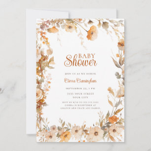 Fall Autumn Floral Baby Shower Invitation