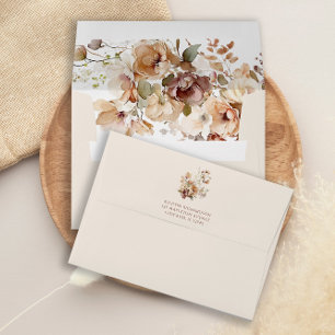 Fall autumn floral beige watercolor 5x7 card envelope