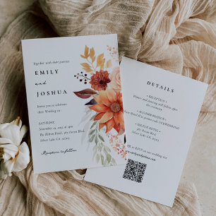 Fall Autumn Floral Boho All in One Wedding Invitation