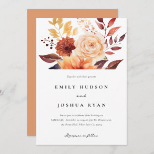 Fall Autumn Floral Boho Wedding Invitation