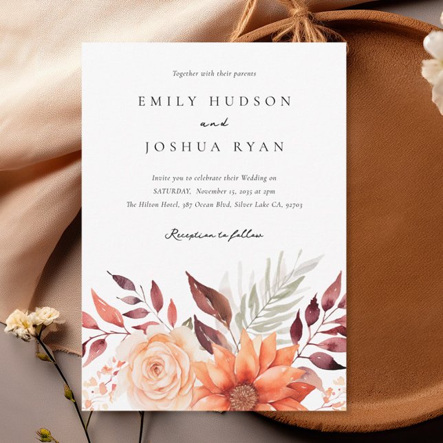 Fall Autumn Floral Boho Wedding Invitation (Creator Uploaded)