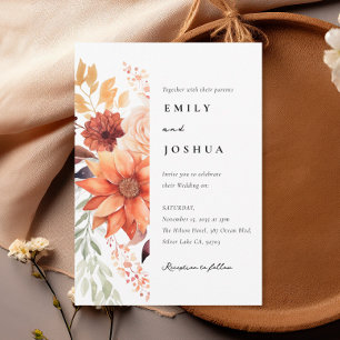 Fall Autumn Floral Boho Wedding Invitation