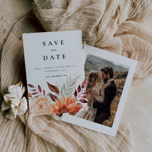Fall Autumn Floral Boho Wedding Save The Date