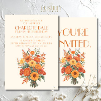 Fall/Autumn Floral Bouquet Rustic Birthday Party Invitation