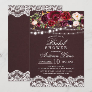Fall Autumn Floral Bridal Shower Invitation