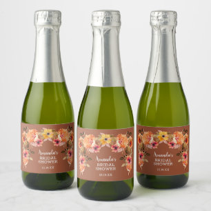 Fall Autumn Floral Bridal Shower Mini Sparkling Wine Label