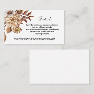 Fall Autumn Floral Leaves Elegant Wedding Details Enclosure Card