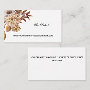 Fall Autumn Floral Leaves Formal Elegant Wedding Enclosure Card