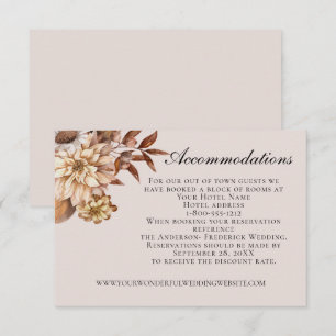 Fall Autumn Floral Leaves Wedding Accommodations Enclosure Card