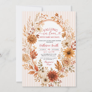 Fall Autumn Floral Pumpkin Baby Shower Invitation