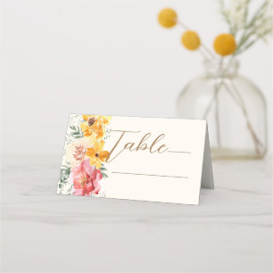 Fall autumn floral wedding place card