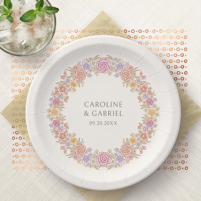 Fall Autumn Floral Wildflowers Wedding Paper Plate (Creator Uploaded)