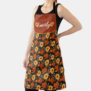 Fall Autumn Flower Pattern All-Over Print Apron