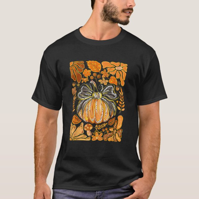 Fall Autumn Flower Pumpkin Thanksgiving Pumpkin Fa T-Shirt (Front)