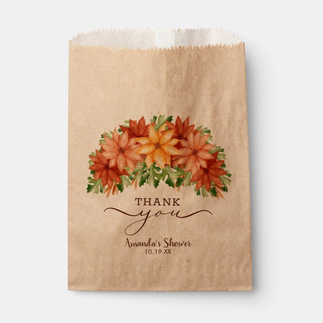 Fall Autumn Flowers Bridal Shower Favour Bags (Front)
