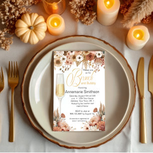 Fall Autumn Flowers Brunch and Bubbly Invitation