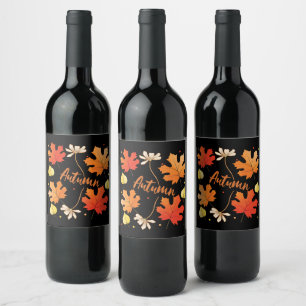 Fall Autumn Foliage Fall Leaves Wine Label