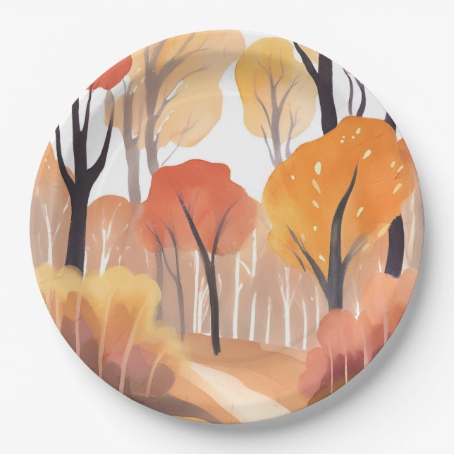 Fall Autumn Foliage Paper Plate (Front)