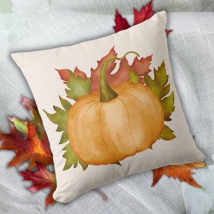 Fall Autumn Foliage Pumpkin Cushion