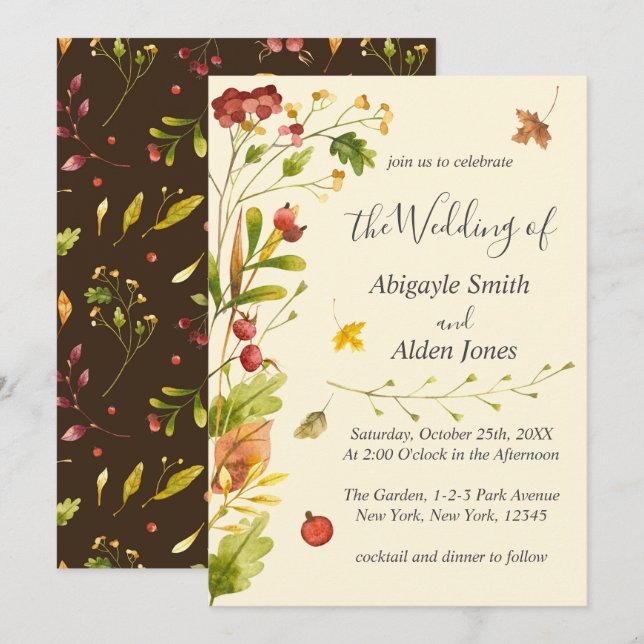 Fall Autumn Forest Rustic Wedding Invitation (Front/Back)