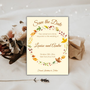 Fall Autumn Forest Rustic Wedding Save the Date Invitation