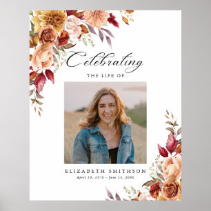Fall Autumn Funeral Program Photo Order of Service Poster