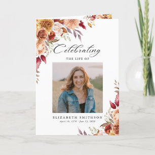 Fall Autumn Funeral Program Photo Order of Service Programme