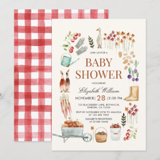 Fall Autumn Garden Elements Baby Shower Invitation