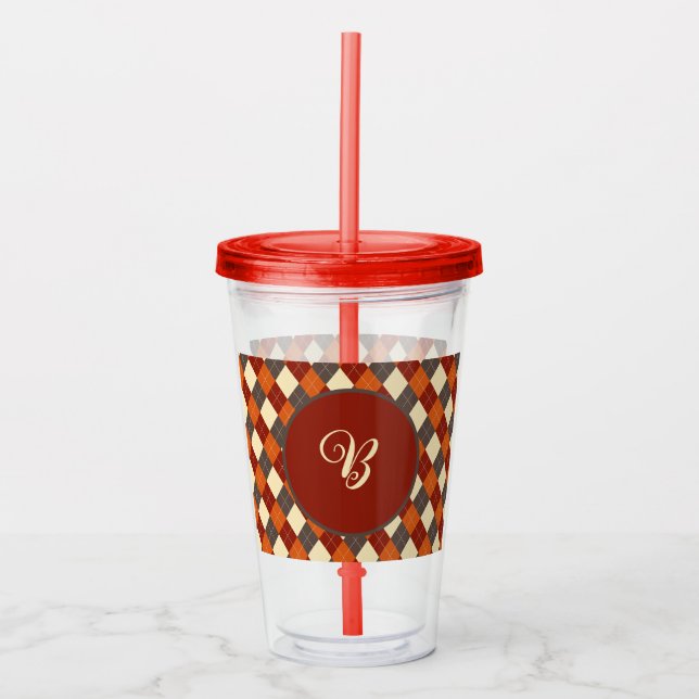 Fall/Autumn Gingham pattern  Acrylic Tumbler (Front)