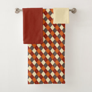 Fall/Autumn Gingham pattern Bath Towel Set