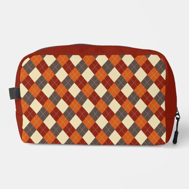 Fall/Autumn Gingham pattern  Dopp Kit (Front)