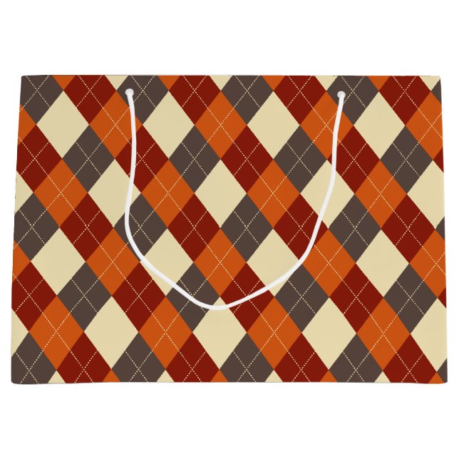 Fall/Autumn Gingham pattern  Large Gift Bag (Front)
