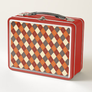 Fall/Autumn Gingham pattern Metal Lunch Box