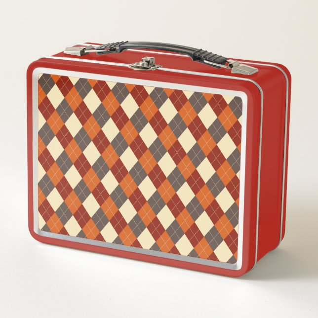 Fall/Autumn Gingham pattern  Metal Lunch Box (Front)