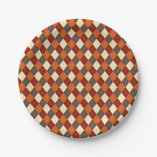Fall/Autumn Gingham pattern Paper Plate