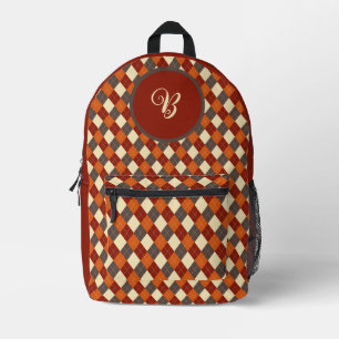 Fall/Autumn Gingham pattern Printed Backpack