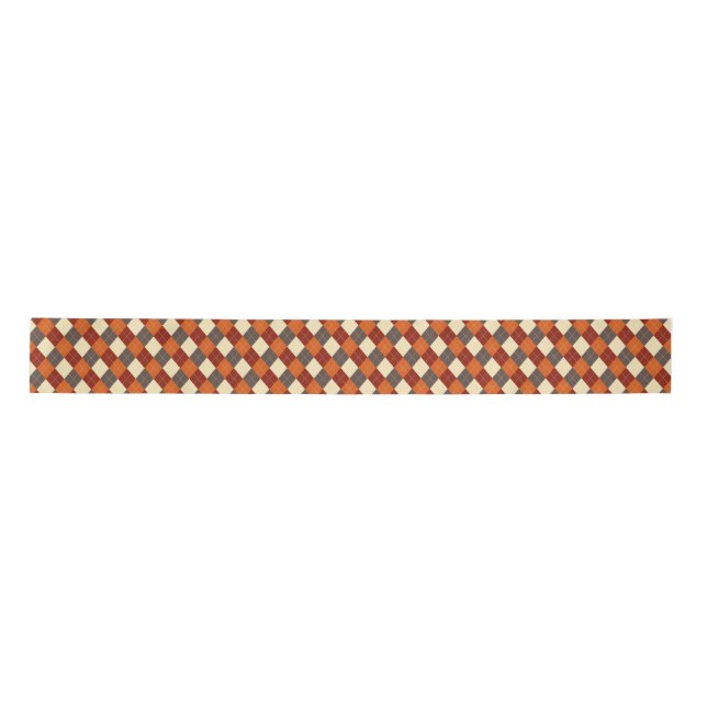 Fall/Autumn Gingham pattern  Satin Ribbon (Front)
