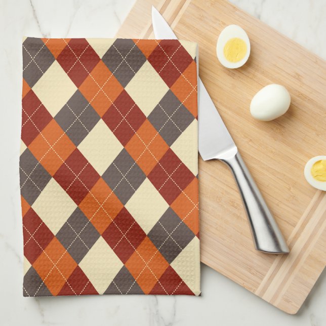 Fall/Autumn Gingham pattern  Tea Towel (Quarter Fold)