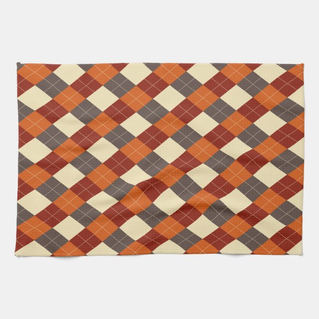 Fall/Autumn Gingham pattern  Tea Towel (Horizontal)