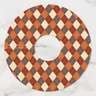 Fall/Autumn Gingham pattern Wine Glass Tag