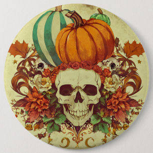 Fall/Autumn/Halloween/pumpkin/skeleton  6 Cm Round Badge