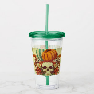 Fall/Autumn/Halloween/pumpkin/skeleton  Acrylic Tumbler