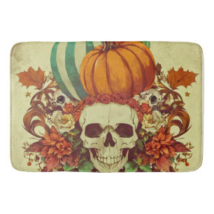 Fall/Autumn/Halloween/pumpkin/skeleton  Bath Mat