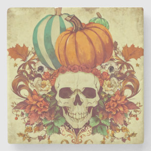 Fall/Autumn/Halloween/pumpkin/skeleton Stone Coaster