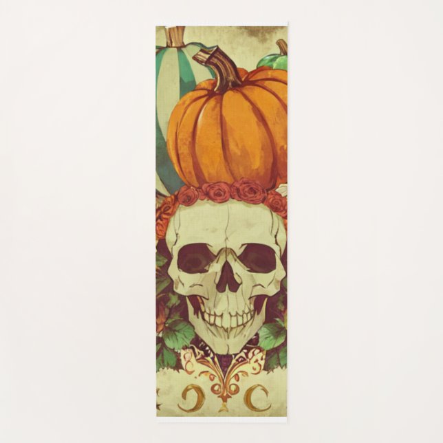 Fall/Autumn/Halloween/pumpkin/skeleton  Yoga Mat (Front)
