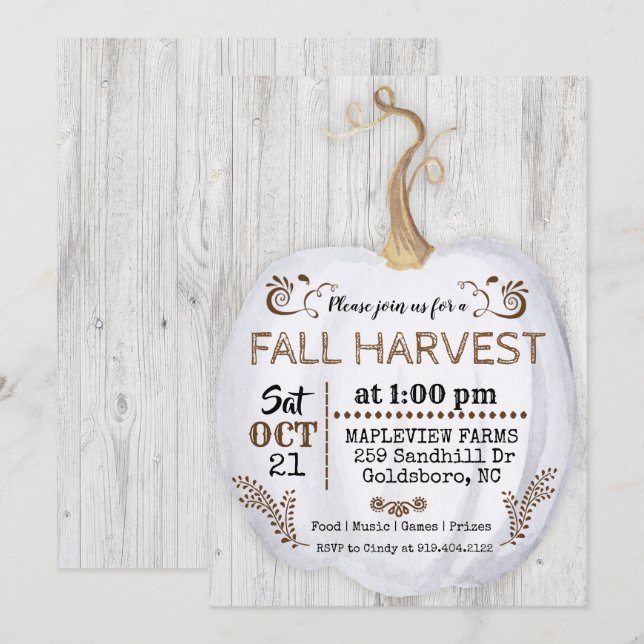 Fall Autumn Harvest Festival Invitation (Front/Back)